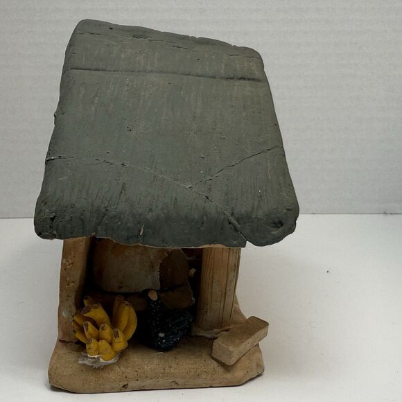Vintage Handmade Clay Pottery Terra Cotta Folk Art Diorama Hut Kitchen Scene - Picture 5 of 10